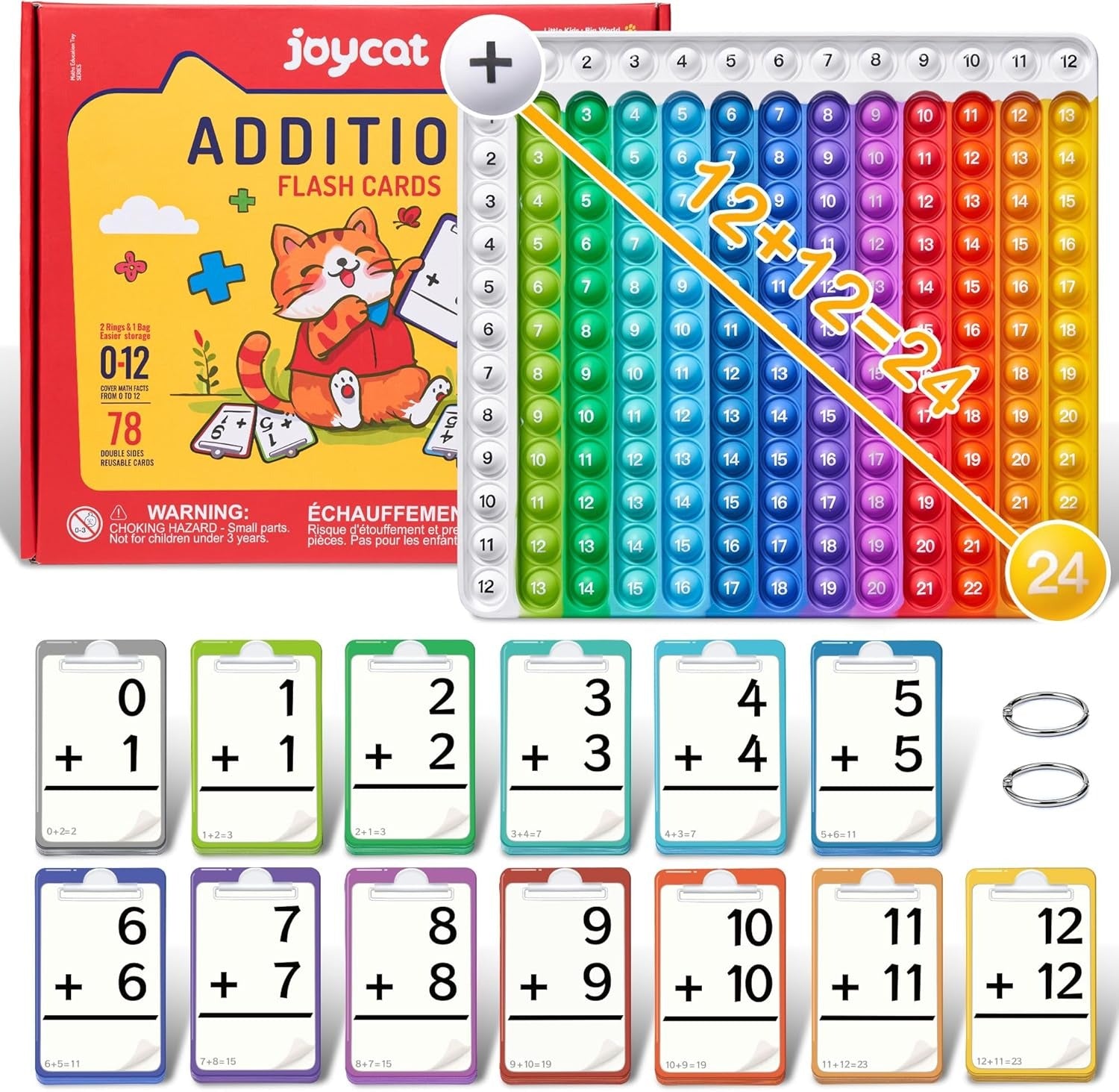 Educational math product with number blocks and flashcards